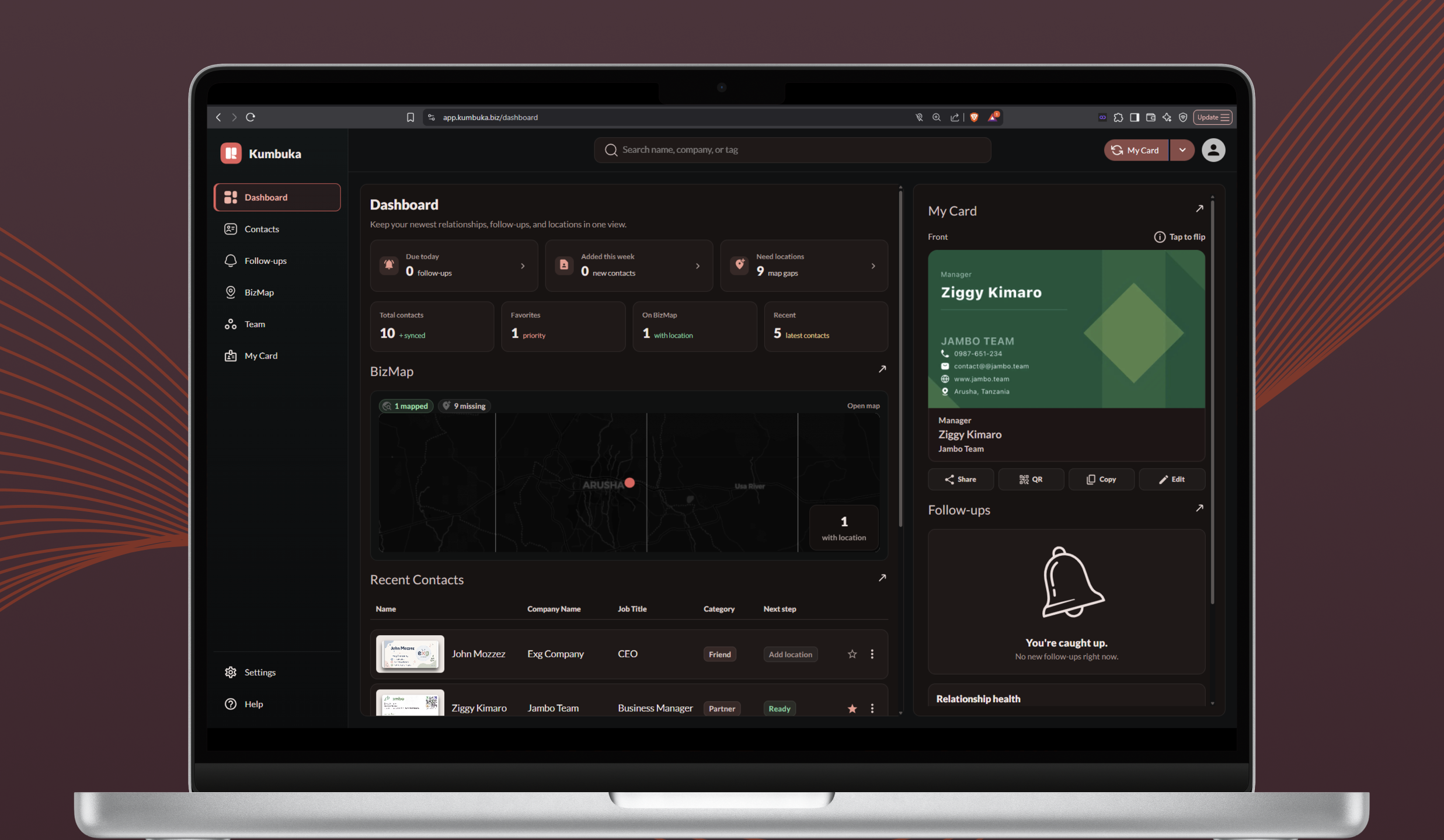 Kumbuka Web dashboard